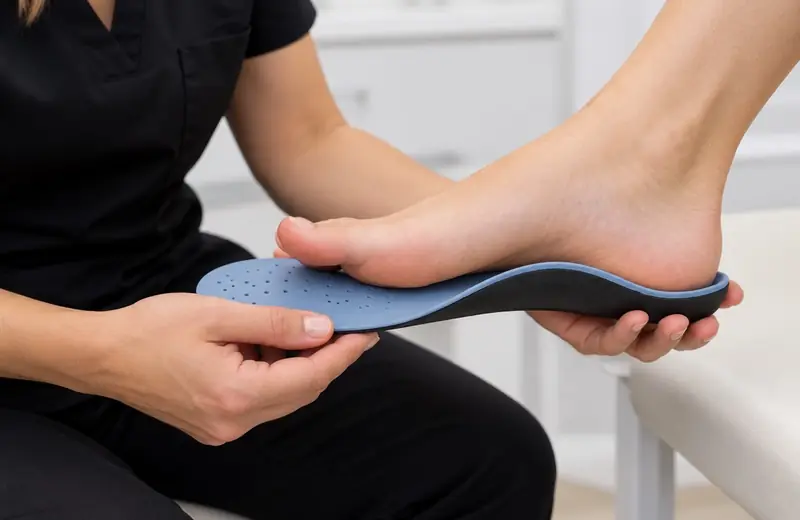 Essayage d'une semelle orthopédique sur mesure